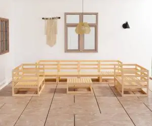vidaXL Set mobilier de grădină, 9 piese, lemn masiv de pin