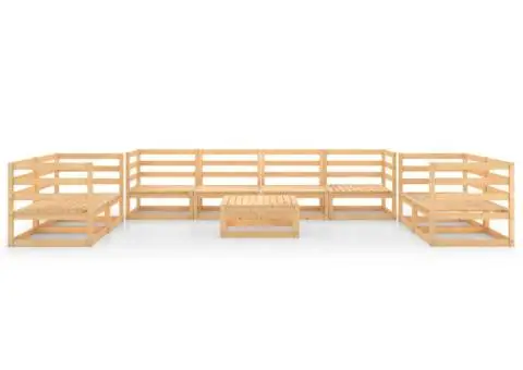 Set mobilier de grădină, 9 piese, lemn masiv de pin - 3/5
