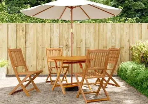 Set mobilier de grădină, 5 piese, lemn masiv de acacia - 1/5