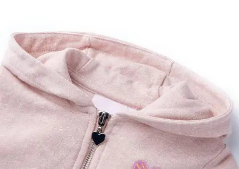Hanorac pentru copii cu glugă și fermoar, combinație roz deschis, 92 - 3/5