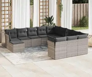 vidaXL Set canapele de grădină cu perne, 12piese gri deschis poliratan