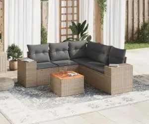 vidaXL Set canapele de grădină cu perne, 6 piese, bej, poliratan