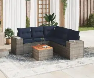 vidaXL Set canapele de grădină cu perne, 6 piese, gri, poliratan