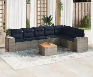vidaXL Set canapele de grădină cu perne, 8 piese, gri, poliratan
