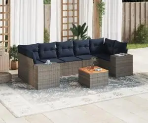 vidaXL Set canapele de grădină cu perne, 8 piese, gri, poliratan