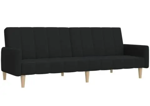 Canapea extensibilă cu 2 locuri, negru, material textil - 2/5