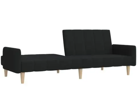 Canapea extensibilă cu 2 locuri, negru, material textil - 4/5