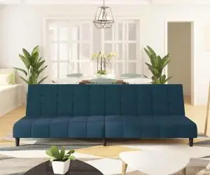 vidaXL Canapea extensibilă cu 2 locuri, albastru, catifea