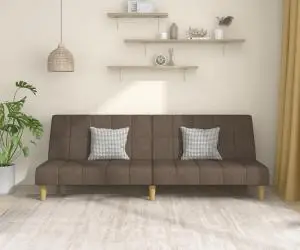 vidaXL Canapea extensibilă cu 2 locuri, gri taupe, material textil