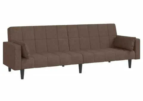 Canapea extensibilă cu 2 locuri, 2 perne, gri taupe, textil - 2/5