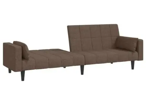 Canapea extensibilă cu 2 locuri, 2 perne, gri taupe, textil - 4/5