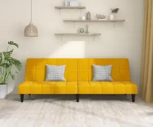vidaXL Canapea extensibilă cu 2 locuri, galben, catifea