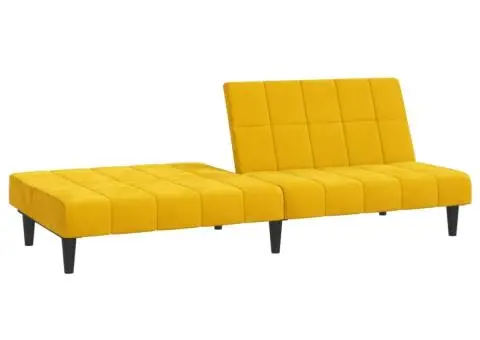 Canapea extensibilă cu 2 locuri, galben, catifea - 4/5