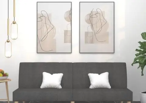 Canapea extensibilă cu 2 locuri, gri închis, textil - 1/5