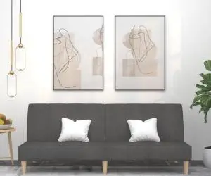 vidaXL Canapea extensibilă cu 2 locuri, gri închis, textil