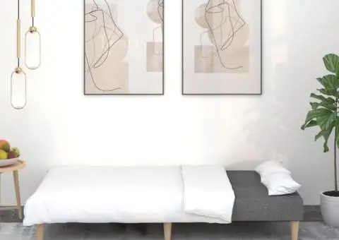 Canapea extensibilă cu 2 locuri, gri închis, textil - 3/5