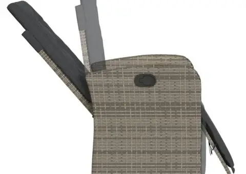 Set mobilier de grădină cu perne, 7 piese, gri, poliratan - 5/5