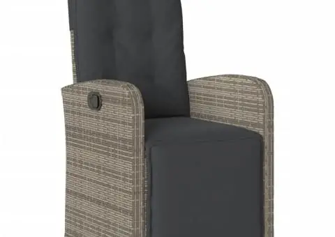 Set mobilier de grădină cu perne, 7 piese, gri, poliratan - 3/5