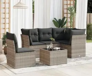 vidaXL Set canapele de grădină cu perne, 6 piese gri deschis poliratan