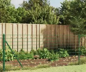 vidaXL Gard plasă de sârmă cu țăruși de fixare, verde, 1x10 m