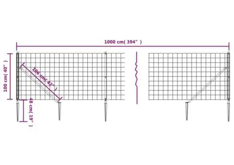 Gard plasă de sârmă cu țăruși de fixare, verde, 1x10 m - 5/5