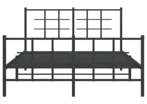 Cadru pat metalic cu tăblie de cap/picioare, negru, 140x200 cm - 5/5
