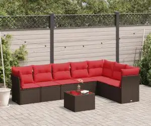 vidaXL Set canapele de grădină cu perne, 8 piese, maro, poliratan