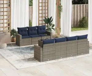 vidaXL Set canapele de grădină cu perne, 8 piese, gri, poliratan