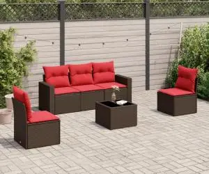 vidaXL Set canapele de grădină cu perne, 6 piese, maro, poliratan