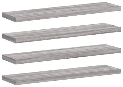 Rafturi de perete, 4 buc., gri sonoma, 40x10x1,5 cm, lemn - 2/5