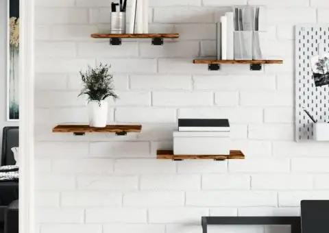 Rafturi perete 4 buc. stejar fumuriu 40x30x1,5 cm lemn compozit - 3/5