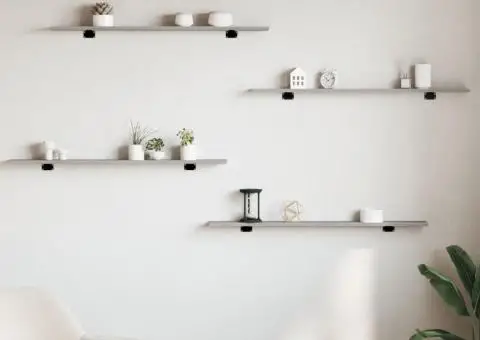 Rafturi de perete, 4 buc., gri sonoma, 100x10x1,5 cm, lemn - 3/5