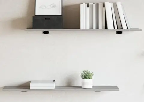 Rafturi de perete, 4 buc., gri sonoma, 100x20x1,5 cm, lemn - 1/5