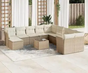 vidaXL Set canapele de grădină cu perne, 12 piese, bej, poliratan