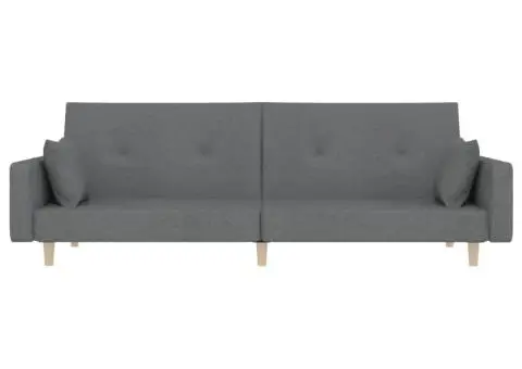 Canapea extensibilă cu 2 locuri, 2 perne, gri deschis, textil - 5/5