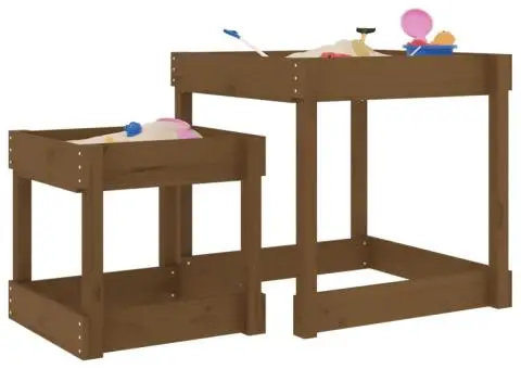 Mese pentru nisip, 2 buc., maro miere, lemn masiv de pin - 1/5