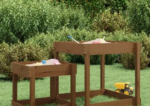 Mese pentru nisip, 2 buc., maro miere, lemn masiv de pin - 3/5