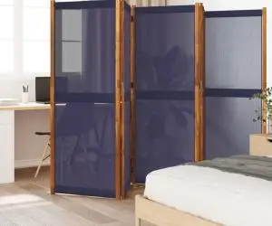vidaXL Paravan de cameră cu 5 panouri, albastru închis, 350x180 cm