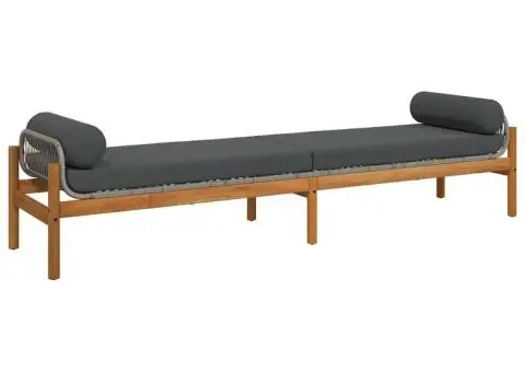 Bancă de grădină cu pernă, gri, poliratan/lemn acacia - 2/5