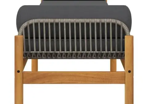 Bancă de grădină cu pernă, gri, poliratan/lemn acacia - 5/5