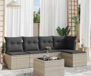 vidaXL Set canapele de grădină cu perne, 6 piese gri deschis poliratan