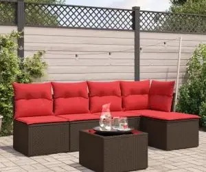 vidaXL Set canapele de grădină cu perne, 6 piese, maro, poliratan