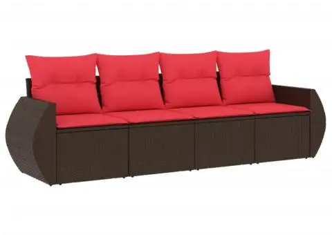 Set canapele de grădină, 4 piese, cu perne, maro poliratan maro - 2/3