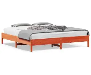 vidaXL Cadru de pat fără saltea, maro ceruit 200x200 cm lemn masiv pin