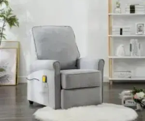 vidaXL Fotoliu de masaj, gri deschis, material textil