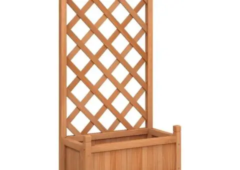 Jardinieră cu spalier, maro, lemn masiv de brad - 2/5