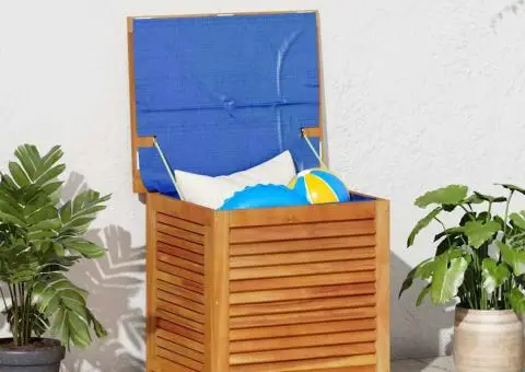 Ladă depozitare grădină cu grilaj 60x50x56 cm lemn masiv acacia - 1/5