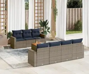 vidaXL Set canapele de grădină cu perne, 8 piese, gri, poliratan