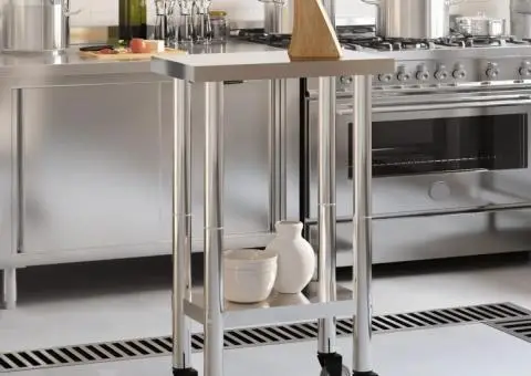 Masă de lucru bucătărie cu roți, 55x30x85 cm, oțel inoxidabil - 3/5