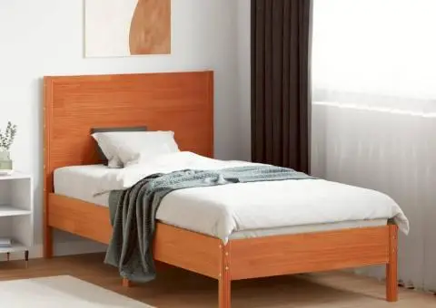 Tăblie de pat, maro ceruit, 100 cm, lemn masiv de pin - 3/5